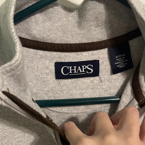 Chaps Men's Light Gray Zip-Up Sweater size Small - Picture 3 of 5